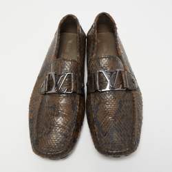 Louis Vuitton Two Tone Python Monte Carlo Loafers Size 42.5