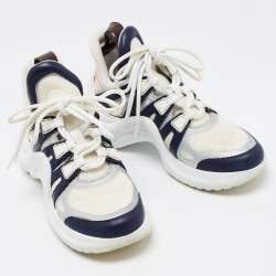 Louis Vuitton Blue/White Leather and Mesh Arclight Low Top Sneakers Size 37