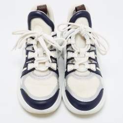 Louis Vuitton Blue/White Leather and Mesh Arclight Low Top Sneakers Size 37