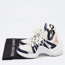 Louis Vuitton Blue/White Leather and Mesh Arclight Low Top Sneakers Size 37
