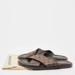 مملوكة مسبقًا Louis Vuitton Damier Ebene Canvas Criss-Cross Flat Slides Size 43.5