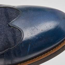 Pre Owned Louis Vuitton Blue Leather and Denim Lace Up Derby Size 43