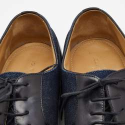 Pre Owned Louis Vuitton Blue Leather and Denim Lace Up Derby Size 43