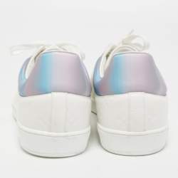 Pre Owned Louis Vuitton White Leather Luxemborg Sneakers Size 42.5