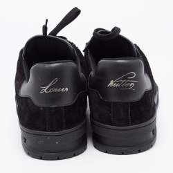 Pre Owned Louis Vuitton Black Leather and Suede Lace Up Sneakers Size 42