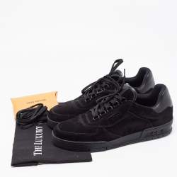Pre Owned Louis Vuitton Black Leather and Suede Lace Up Sneakers Size 42