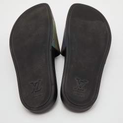  Louis Vuitton Multicolor Iridescent Monogram Rubber Waterfront Slides Size 43