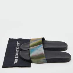  Louis Vuitton Multicolor Iridescent Monogram Rubber Waterfront Slides Size 43
