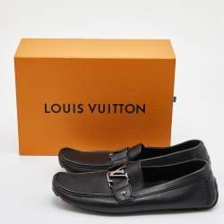 Louis Vuitton Black Leather Monte Carlo Slip On Loafers Size 41.5