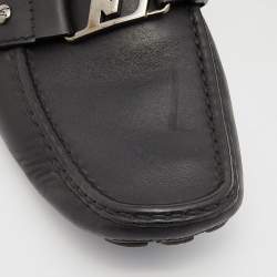 Louis Vuitton Black Leather Monte Carlo Slip On Loafers Size 41.5