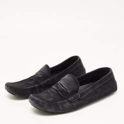 Louis Vuitton Black Suede Monte Carlo Loafers Size 43.5  