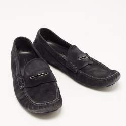 Louis Vuitton Black Suede Monte Carlo Loafers Size 43.5  