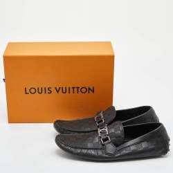 Louis Vuitton Black Damier Infini Leather Hockenheim Slip On Loafers Size 42