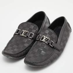 Louis Vuitton Black Damier Infini Leather Hockenheim Slip On Loafers Size 42