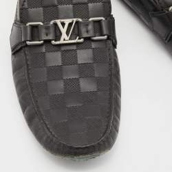 Louis Vuitton Black Damier Infini Leather Hockenheim Slip On Loafers Size 42