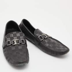 Louis Vuitton Black Damier Infini Leather Hockenheim Slip On Loafers Size 42
