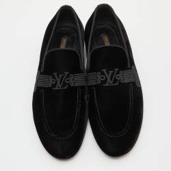 Pre Owned Louis Vuitton Black Velvet Slip On Loafers Size 43