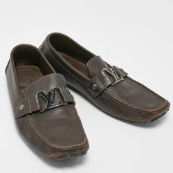 Louis Vuitton Dark Brown Leather Monte Carlo Loafers Size 43.5
