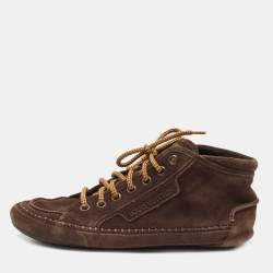 Louis Vuitton Tan/Brown Monogram Canvas And Leather Run Away Sneakers Size  41.5 at 1stDibs
