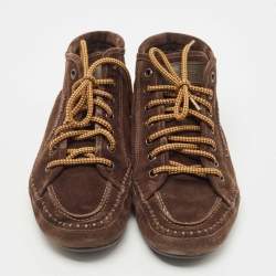 مملوكة مسبقًا Louis Vuitton Brown Suede High Top Sneakers Size 42