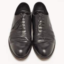 Pre Owned Louis Vuitton Black Leather Lace Up Oxford Size 43