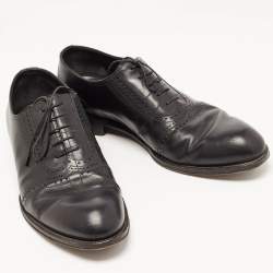 Pre Owned Louis Vuitton Black Leather Lace Up Oxford Size 43