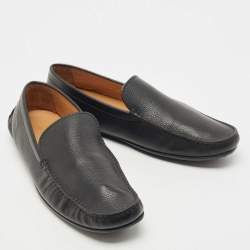 Louis Vuitton Black Leather Slip On Loafers Size 44