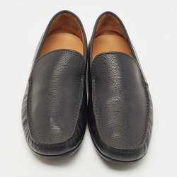 Louis Vuitton Black Leather Slip On Loafers Size 44