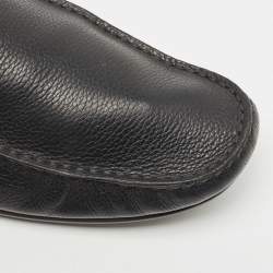 Louis Vuitton Black Leather Slip On Loafers Size 44