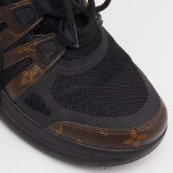 Pre Owned Louis Vuitton Black/Brown Mesh and Monogram Canvas Archlight Sneakers Size 41
