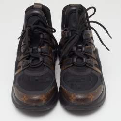 Pre Owned Louis Vuitton Black/Brown Mesh and Monogram Canvas Archlight Sneakers Size 41