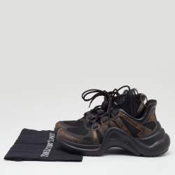Pre Owned Louis Vuitton Black/Brown Mesh and Monogram Canvas Archlight Sneakers Size 41