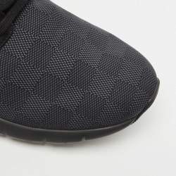 Pre Owned Louis Vuitton Black Damier Nylon and Leather Fastlane Low Top Sneakers Size 43