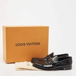 Louis Vuitton Black Leather Major Logo Slip On Loafers Size 43