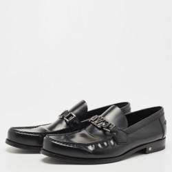 Louis Vuitton Black Leather Major Logo Slip On Loafers Size 43