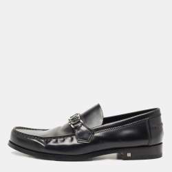 Louis Vuitton Black Leather Major Logo Slip On Loafers Size 43