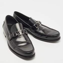 Louis Vuitton Black Leather Major Logo Slip On Loafers Size 43