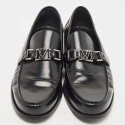 Louis Vuitton Black Leather Major Logo Slip On Loafers Size 43
