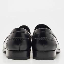 Louis Vuitton Black Leather Major Logo Slip On Loafers Size 43