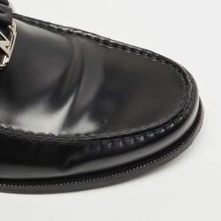 Louis Vuitton Black Leather Major Logo Slip On Loafers Size 43
