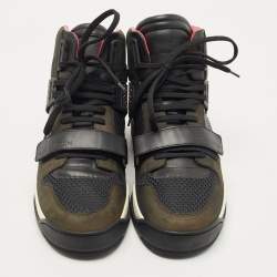 مملوكة مسبقًا Louis Vuitton Black Perforated Leather and Nubuck Trailblazer Sneakers Size 43