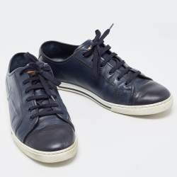 Pre Owned Louis Vuitton Navy Blue Leather Low Top Sneakers Size 43 