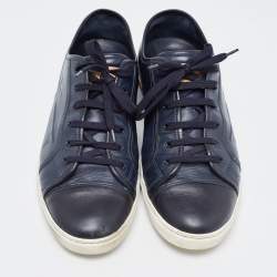 Pre Owned Louis Vuitton Navy Blue Leather Low Top Sneakers Size 43 