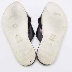 Pre Owned Louis Vuitton Black Leather Cross Strap Sandals Size 43