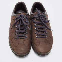 Louis Vuitton Brown Nubuck and Leather Low Top Sneakers Size 41