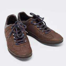 Louis Vuitton Brown Nubuck and Leather Low Top Sneakers Size 41