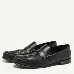 Pre Owned Louis Vuitton Black Leather Hockehneim Loafers Size 43.5