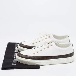 Louis Vuitton White/Brown Monogram Canvas And Leather Lace Up Sneakers Size 41