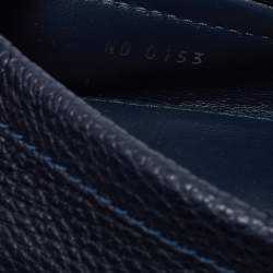 Pre Owned Louis Vuitton Navy Blue Leather Hockenheim Loafers Size 44
