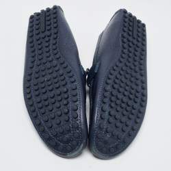 Pre Owned Louis Vuitton Navy Blue Leather Hockenheim Loafers Size 44